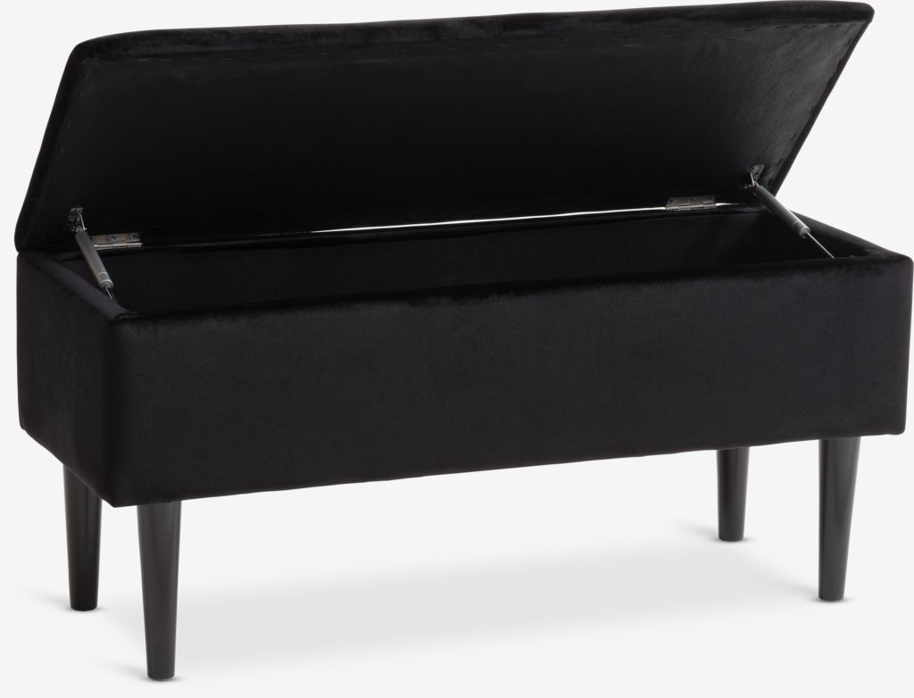 Banco para banheiro com espaço de armazenamento, preto/veludo preto