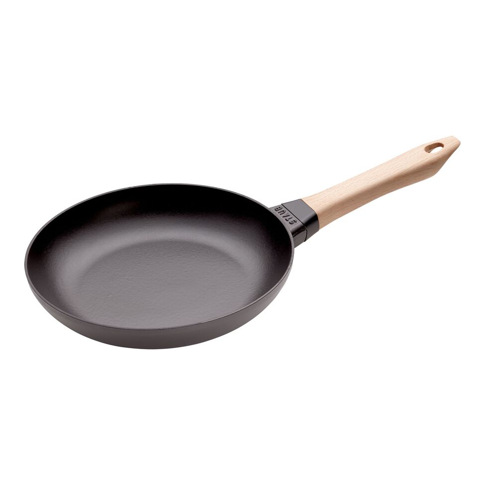 Bratpfanne mit Holzgriff 24 cm, Gusseisen, Schwarz