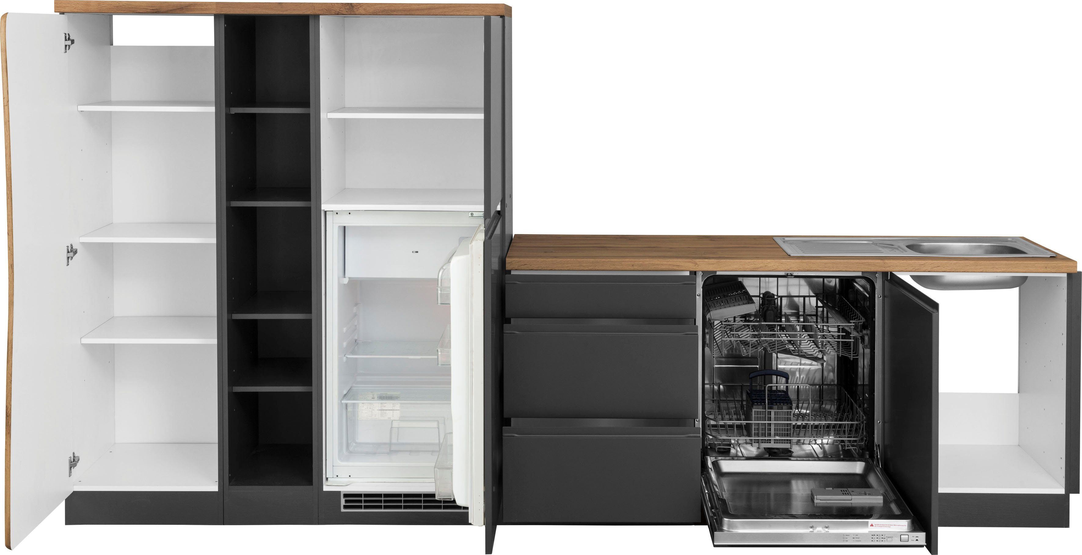 HELD MÖBEL Küche Bruneck, Stellbreite 380/180 cm breit, wahlweise mit oder ohne E-Geräte, MDF
