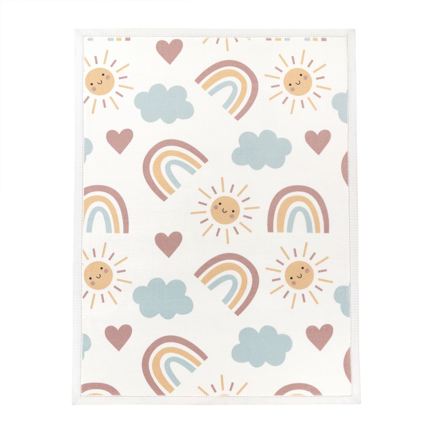 Kinderteppich Kinderzimmer Kinderteppich Spielmatte Punkte Regenbogen Sonne Planet, TT Home, rechteckig, Höhe: 24 mm