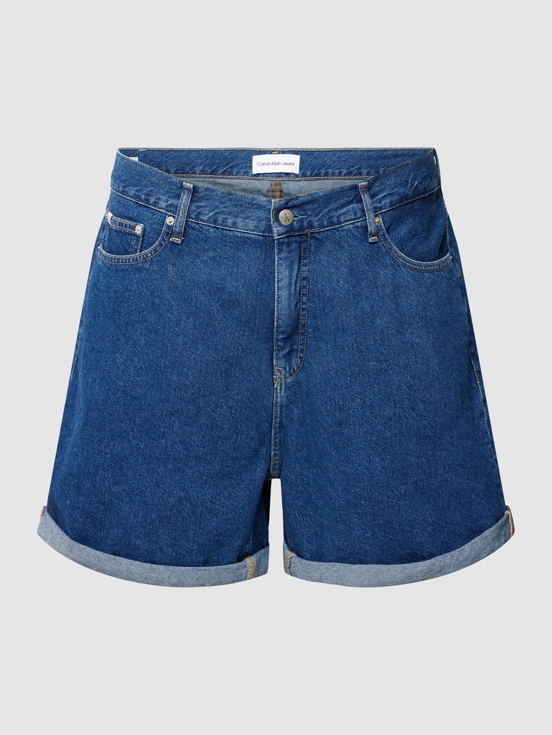 PLUS SIZE Mom Fit Jeansshorts mit Label-Detail in jeans