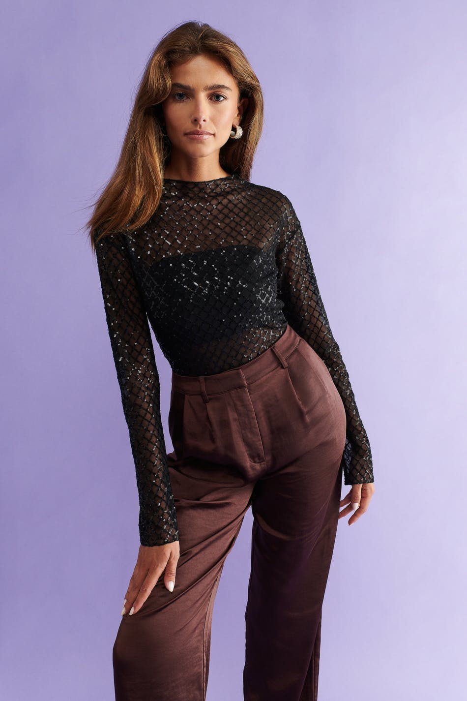 Square sequin top