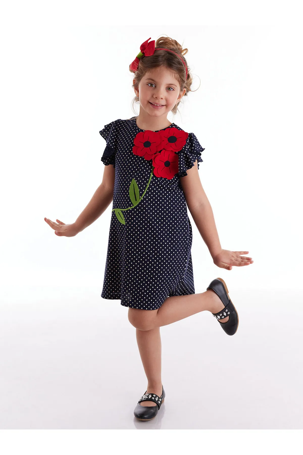 MSHB&G  Blumen-Mädchenkleid mit Punkten