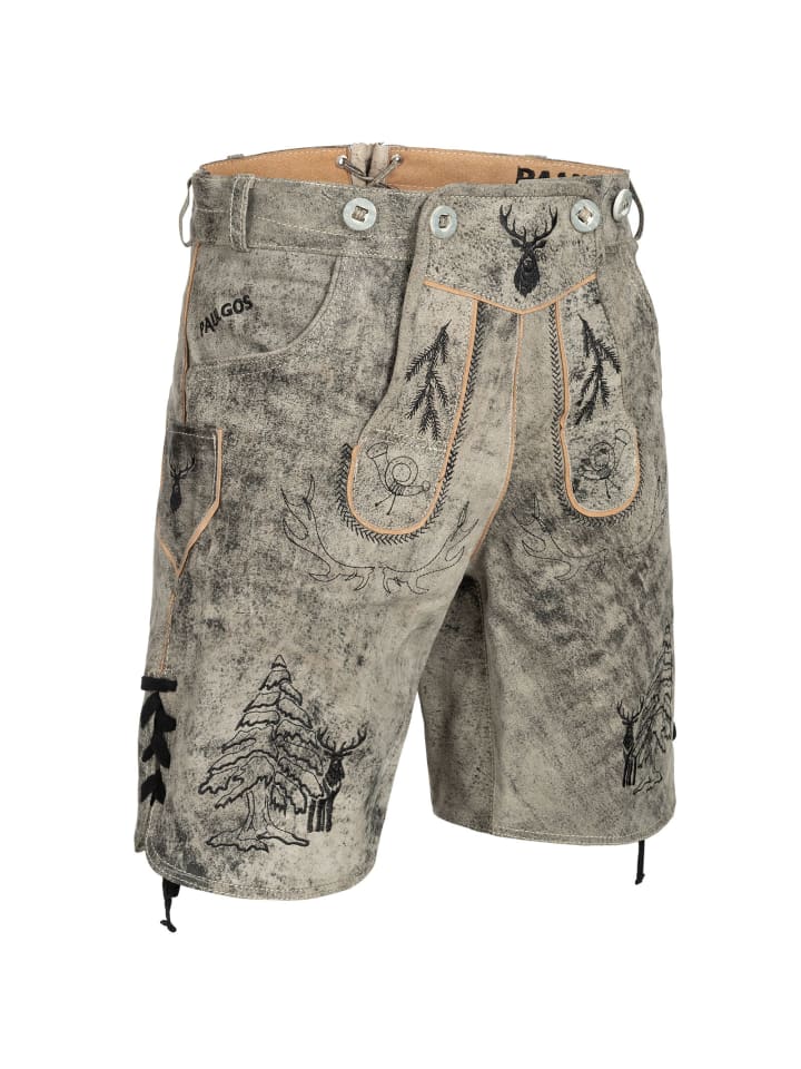 PAULGOS Lederhose Kurz Echtleder HK5 ANTIK in Mitternachtsgrau günstig kaufen
