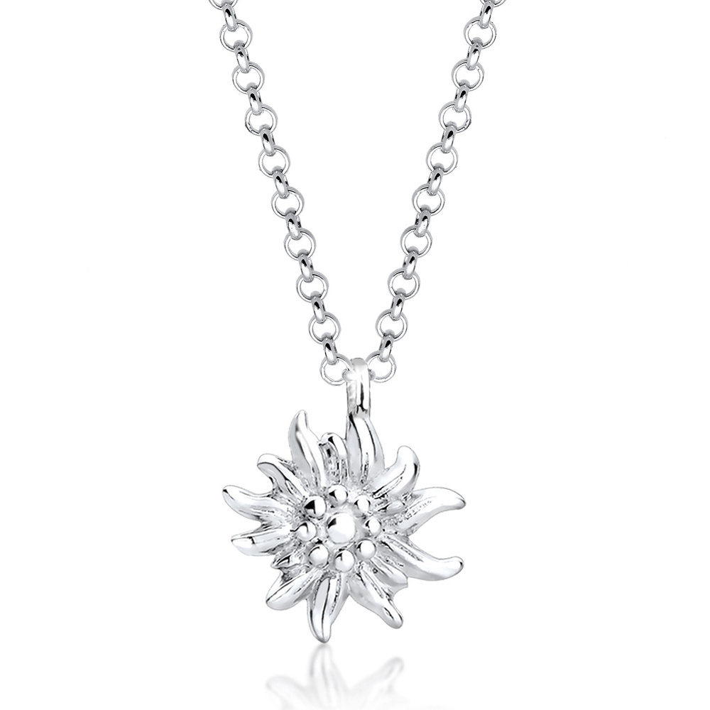 Elli Elli Collier Femmes Pendentif Symbole Edelweiss Costume Folklorique en Argent Ste Bijoux