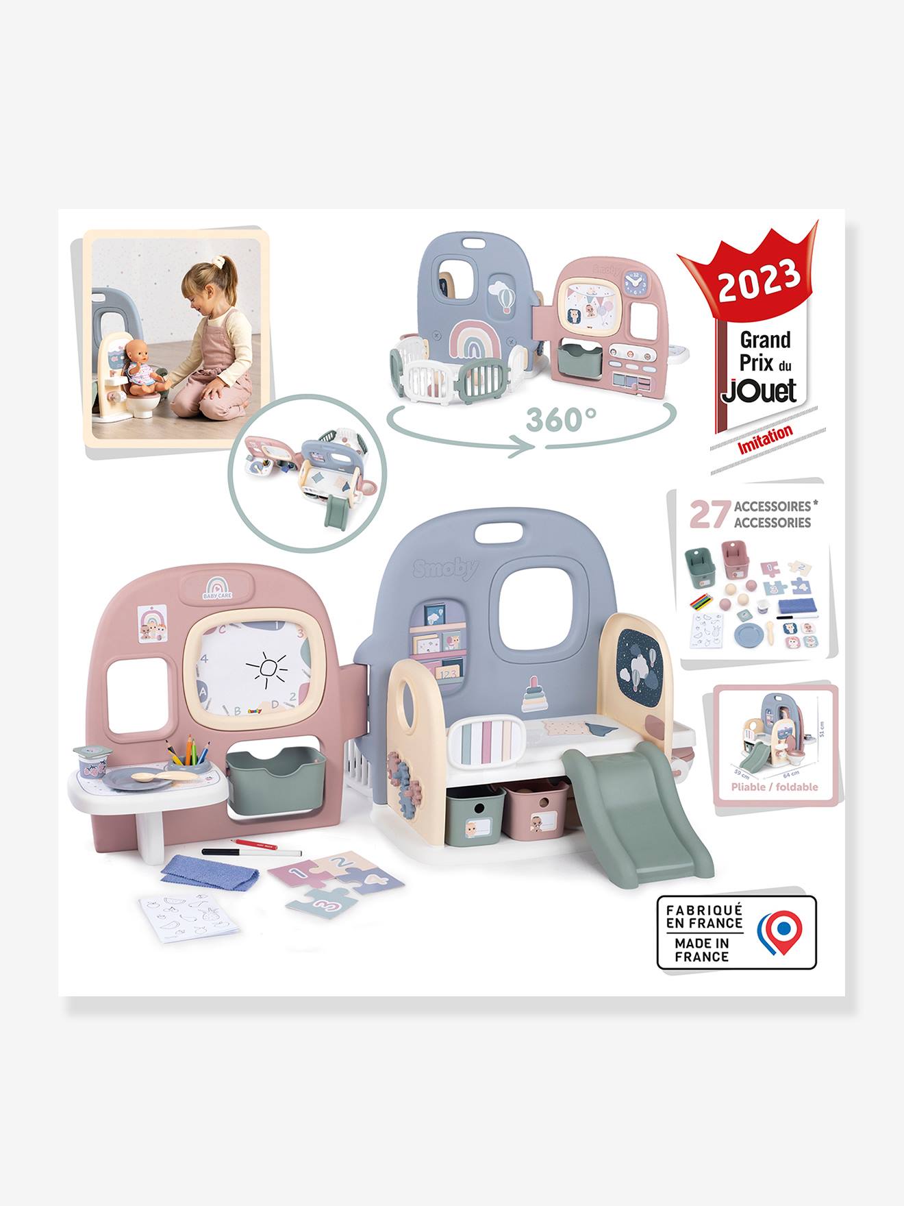 Smoby Spielset Puppen-Kita Baby Care SMOBY - mehrfarbig