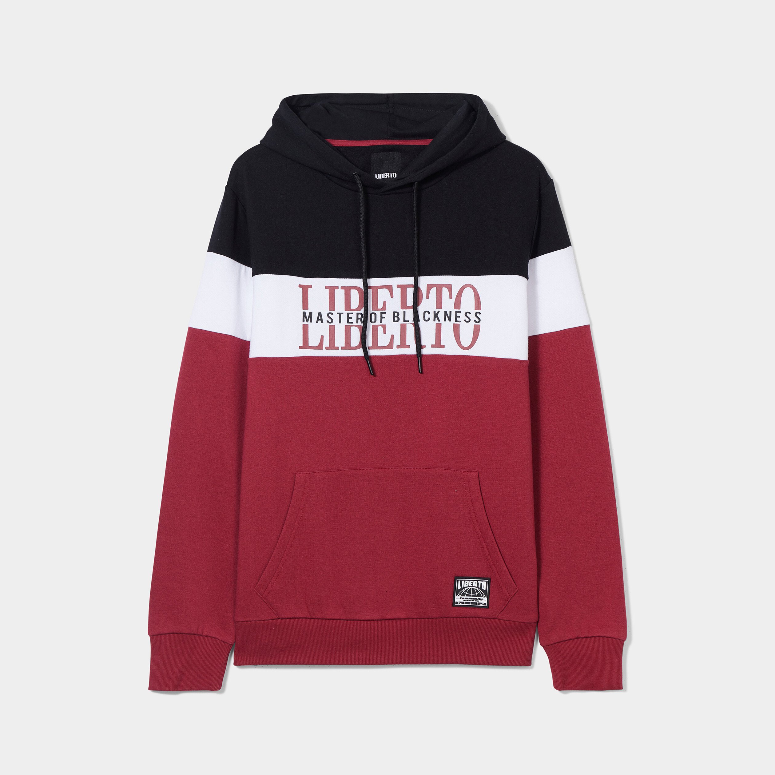 Sweat tricolor à capuche hoodie bordeaux homme | La Halle