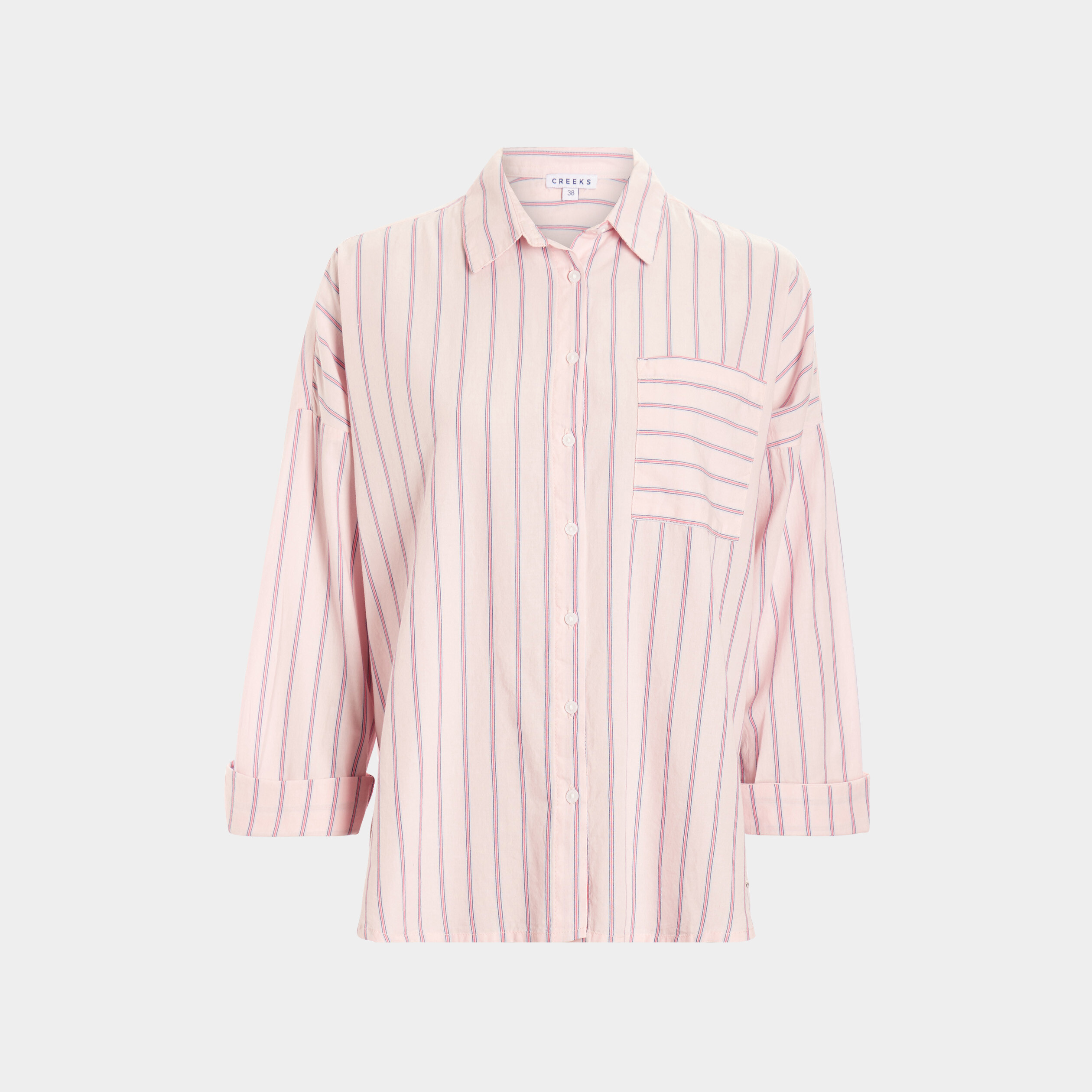 Chemise manches longues poche plaquée rose pastel femme | La Halle