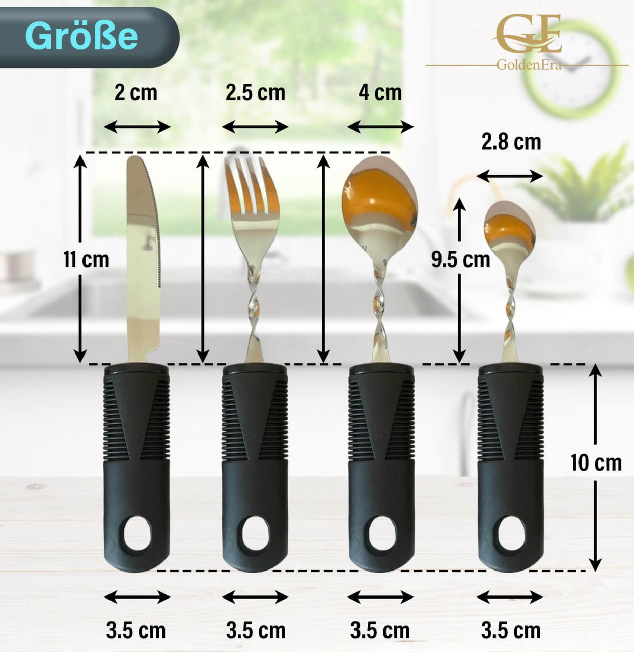 trends4cents GoldenEra biegsames Essbesteck Supergrip Biegbar für Senioren mit extra großen Griffen