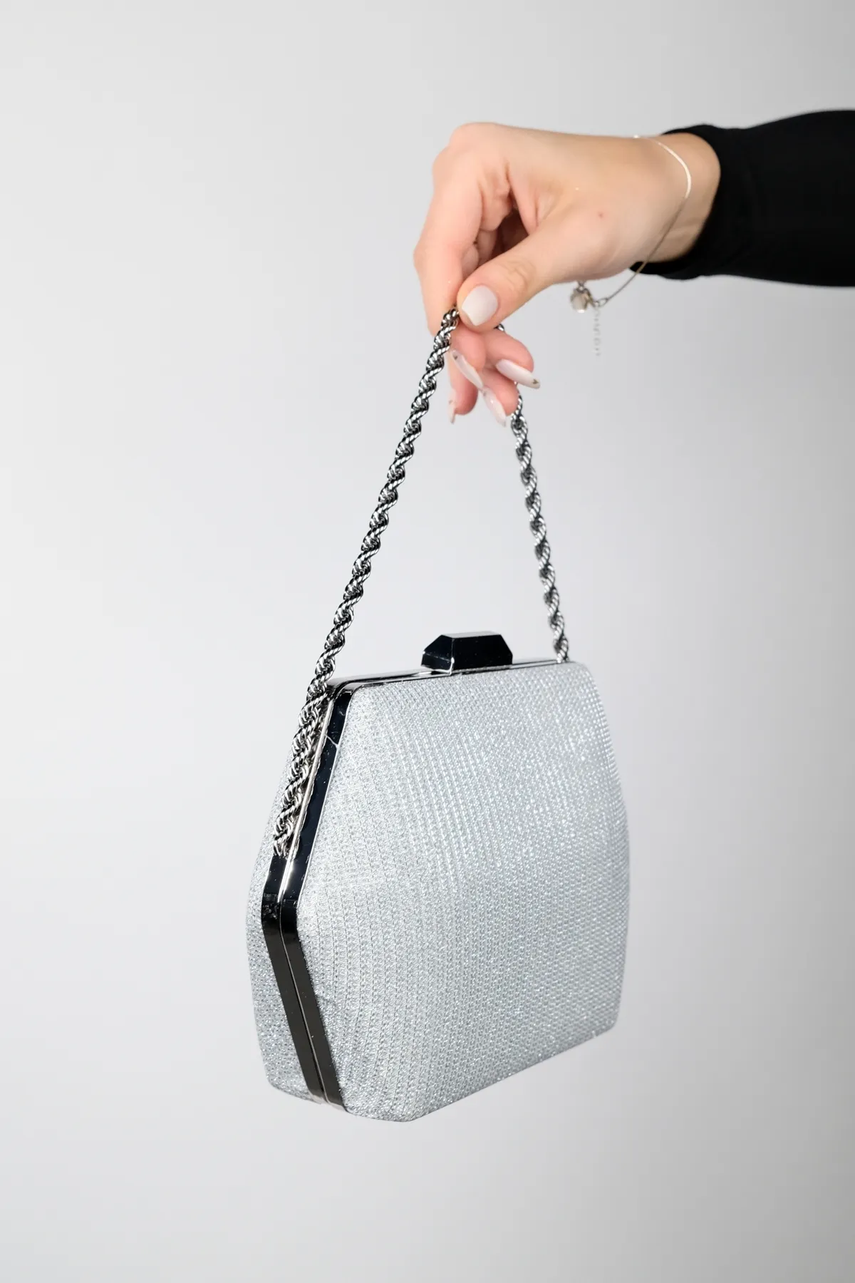 LuviShoes  CUARTO Silber Glitzer Damen Handtasche