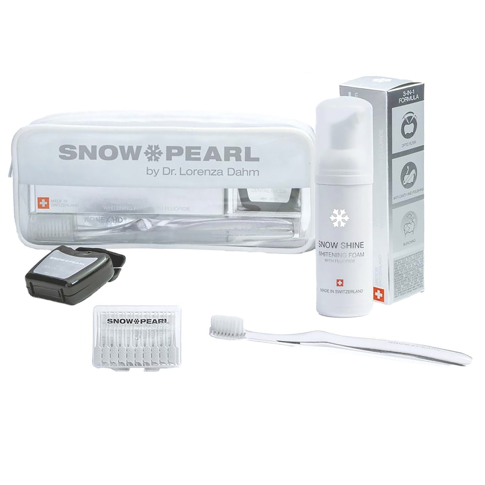 snow pearl Travel Kit SNOW SHINE blanc Travel Kit blanc avec mousse blanchissante fluor SNOW SHINE 50 ml