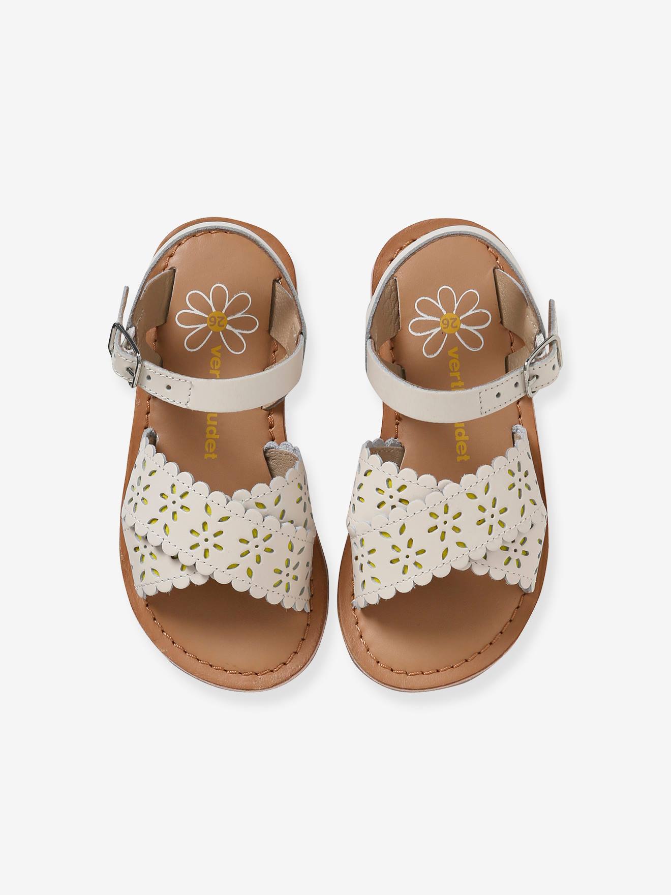 Sandales brides croisées cuir fille blanc