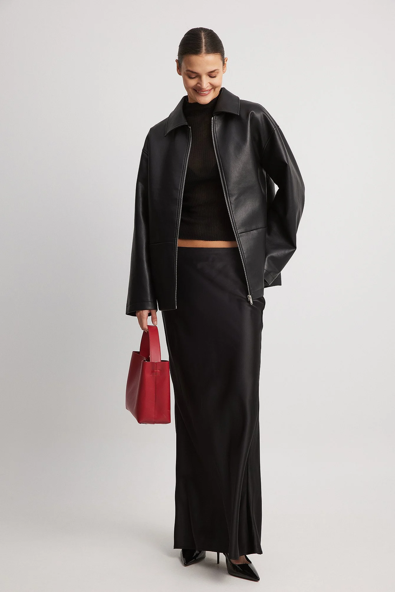 Meerjungfrau-Maxirock aus Satin mit niedriger Taille