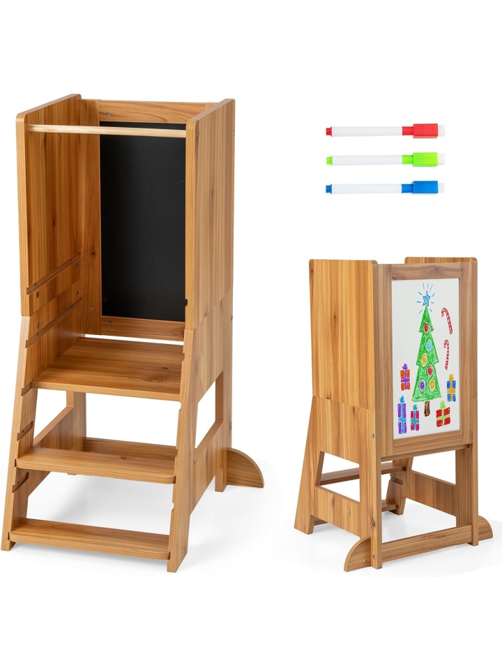 COSTWAY 2 in 1 Tritthocker 1-7 Jahre in Beige günstig kaufen onesize