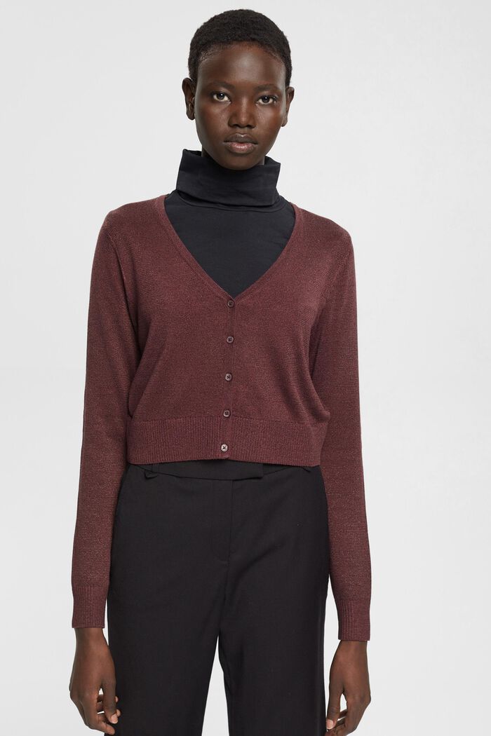 Kurzer Cardigan mit V-Ausschnitt und Glitzer-Effekt