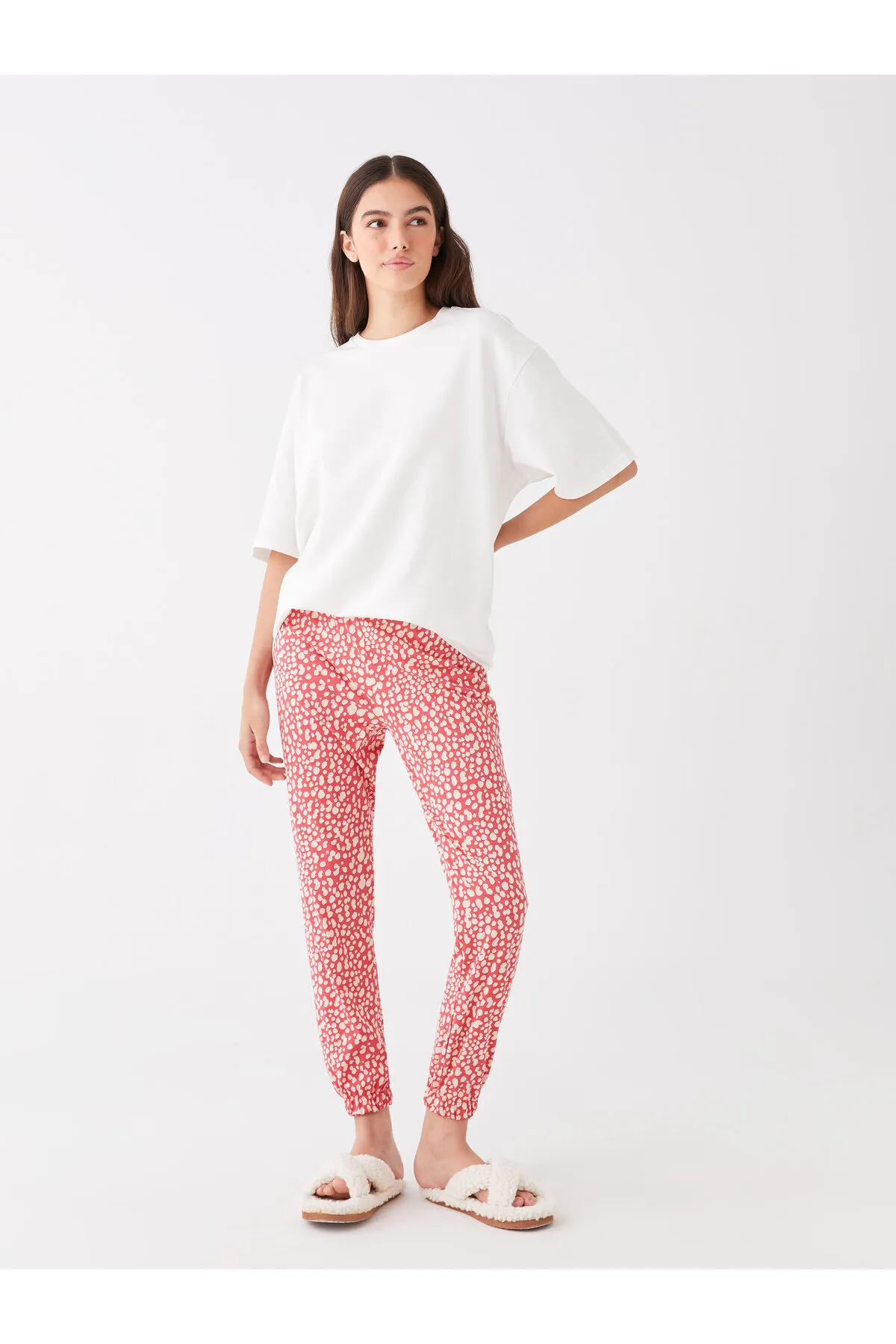 LC Waikiki  Gemusterte Jogger-Pyjamahose für Damen mit elastischem Bund