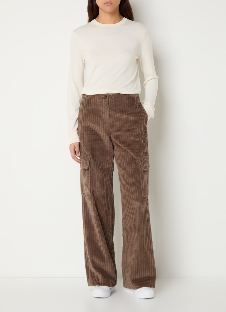 Pantaloni cargo in velluto a vita alta e gamba larga di Claudie Pierlot con tasche applicate.