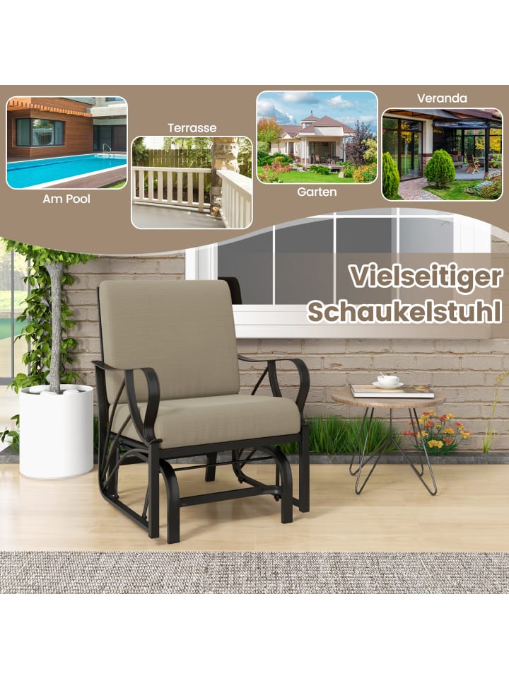 COSTWAY Gartenstuhl mit Schaukelfunktion in Braun günstig kaufen onesize