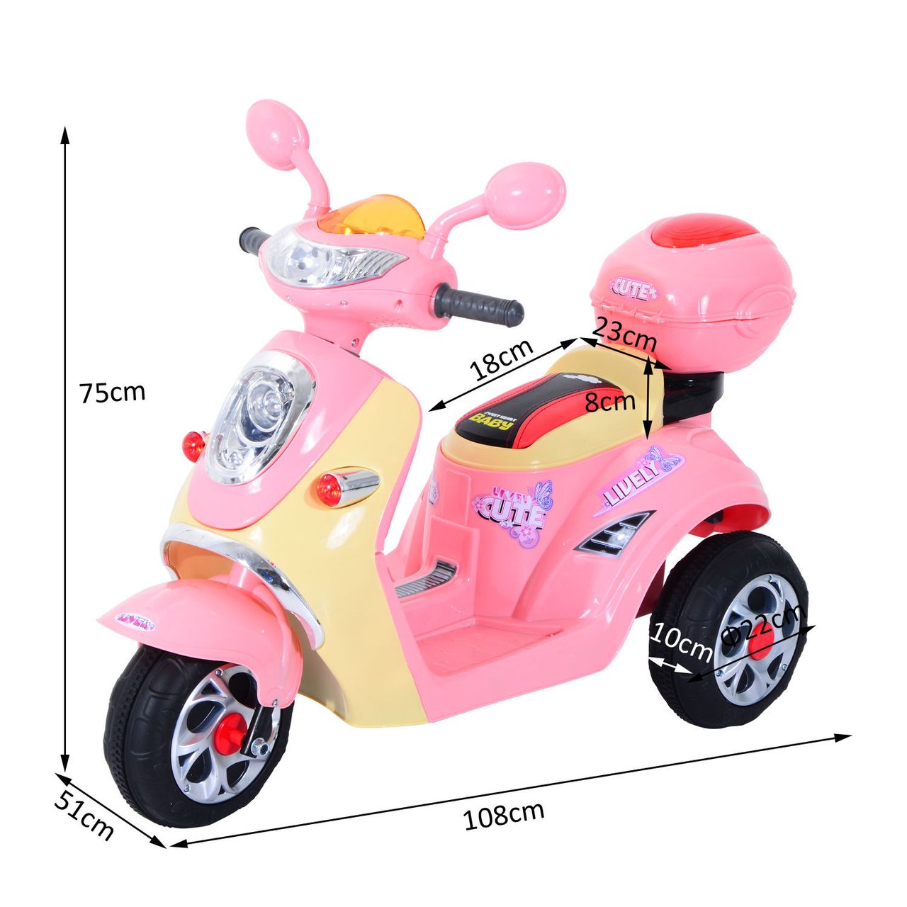 HOMCOM Kindermotorrad Kinderelektroauto Elektromotorrad Kinderfahrzeug mit Musik