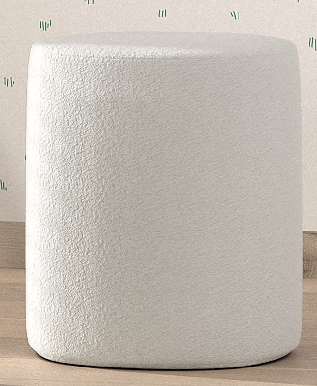VIPACK Polsterhocker MOON in Rund, 41,5 cm hoch, Bezug trendiger Boucle Stoff in Weiß