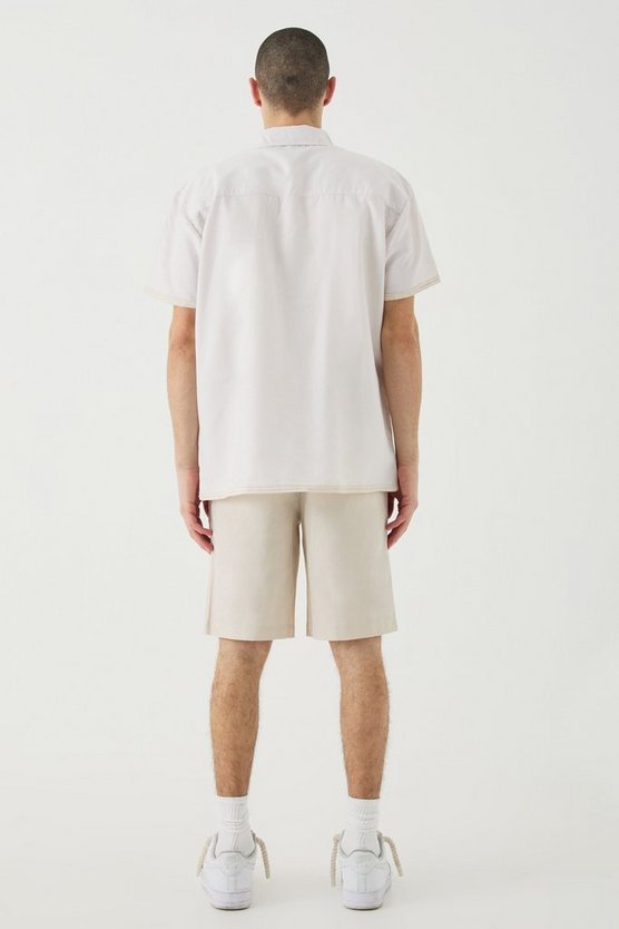 Oversize Hemd mit verdeckter Knopfleiste und Stickerei