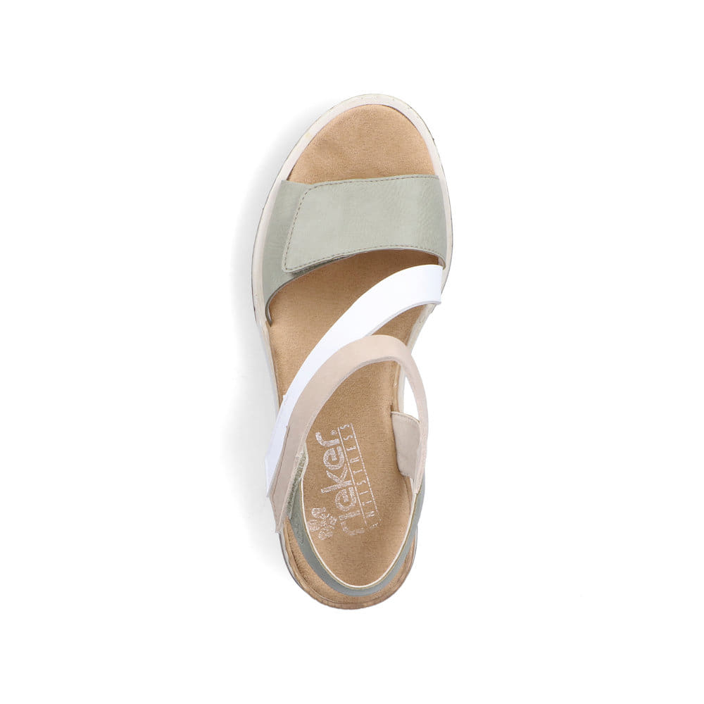 Rieker Damen Keilsandaletten mintgrün-weiß-beige