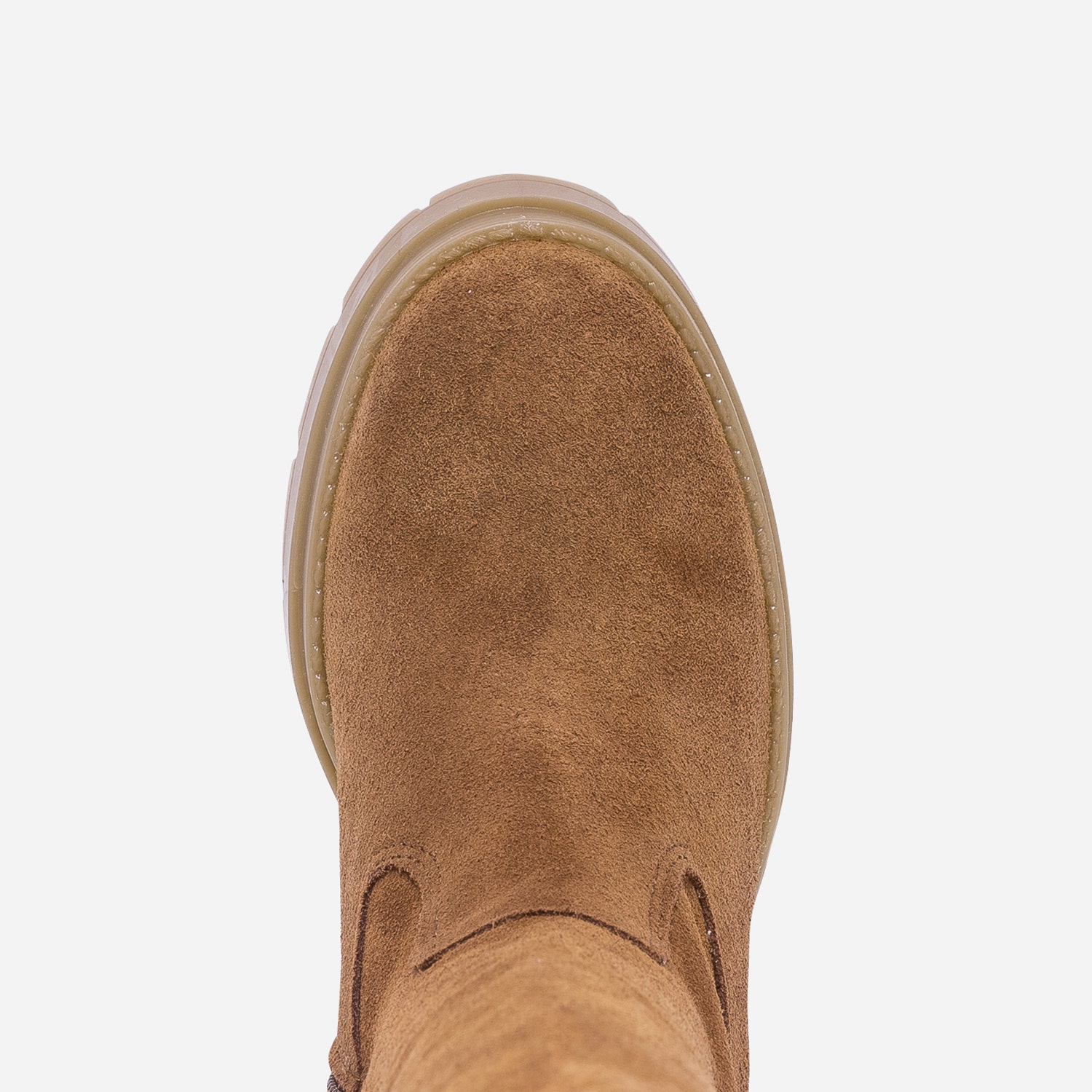 Botte TEXTO camel éco-conçue en cuir velours