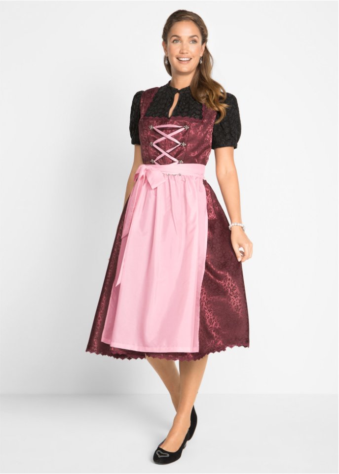 Dirndl mit Schürze in Midilänge (2-tlg. Set)