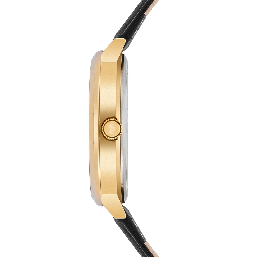 Rhodenwald & Söhne Montre à quartz Adelsmann Or jaune Cuir véritable en Noir Montre