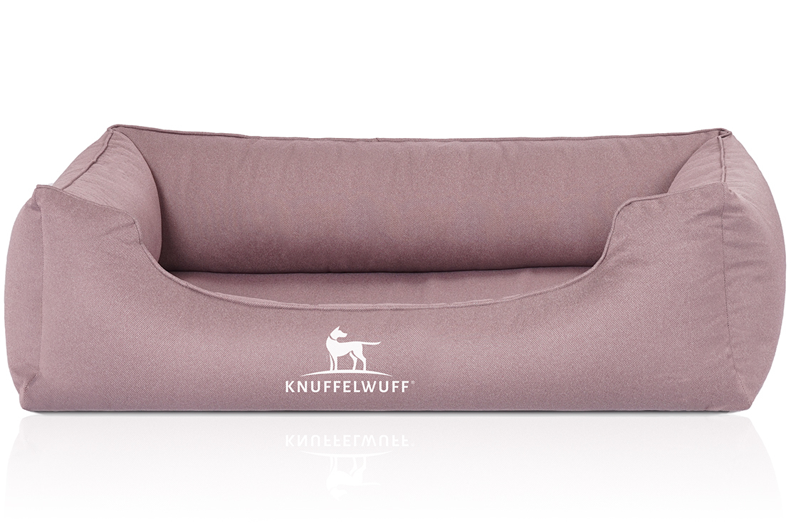 Knuffelwuff Hundebetten Knuffelwuff Orthopädisches Wasserabweisendes Hundebett Leon aus Velours mit Handwebcharakter hellrosa M-L