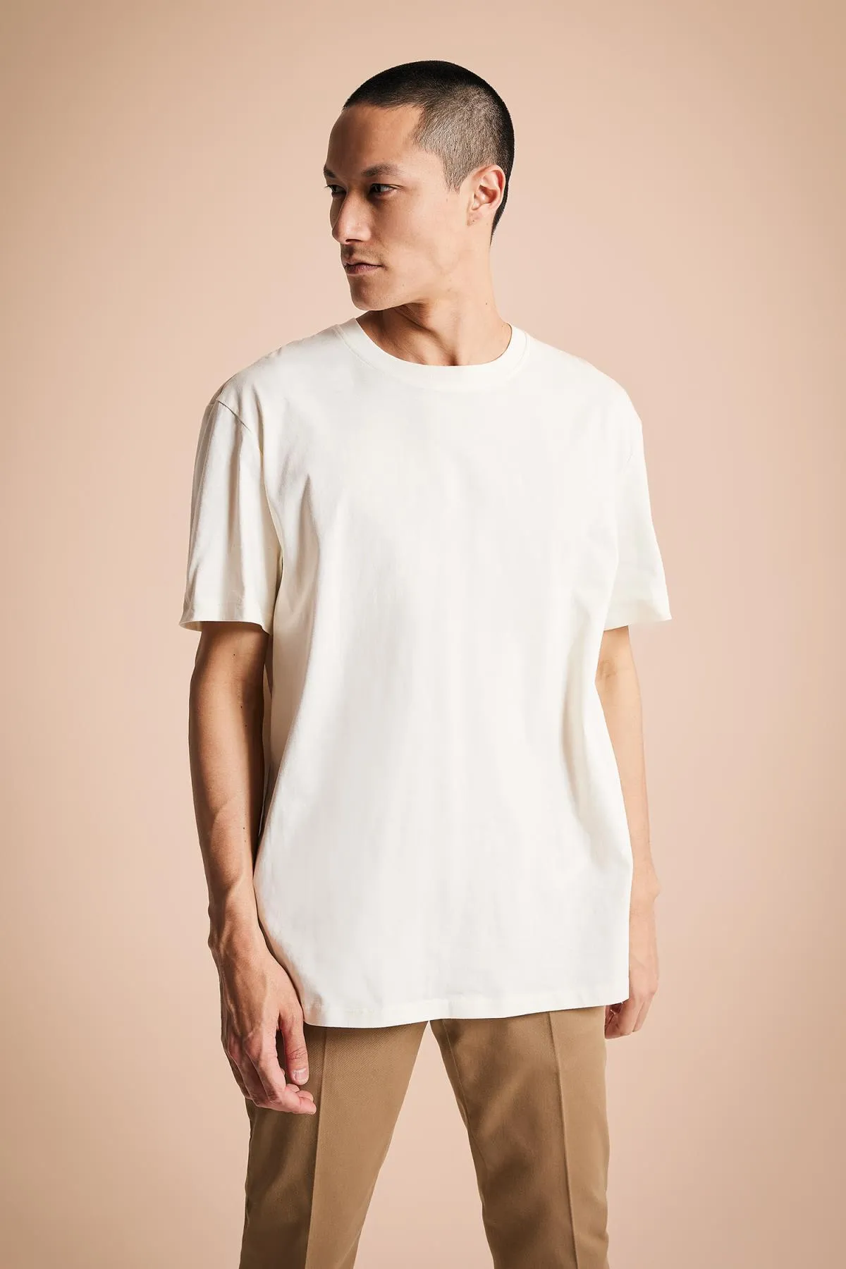 DeFacto  Neues Basic-T-Shirt mit Fahrradkragen und kurzen Ärmeln in normaler Passform, 100 % Baumwolle, V7699az23sp