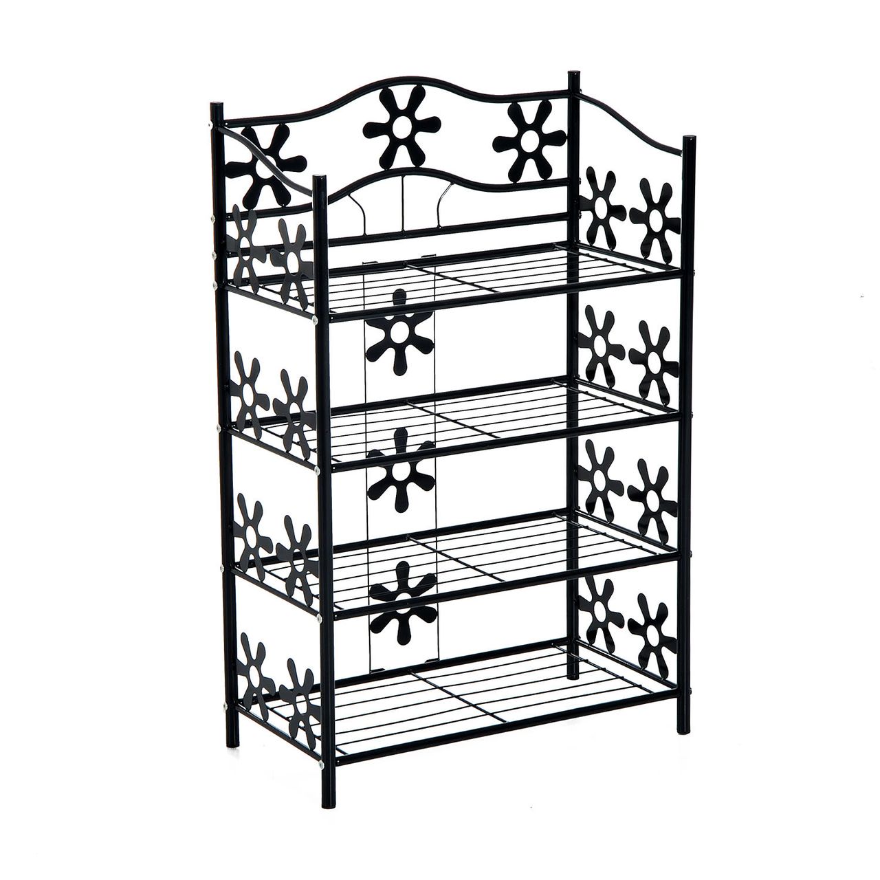 HOMCOM Pflanzenregal Blumenregal Pflanzentreppe Standregal Ständer 4 Etagen Metall Schwarz 59,5 x 30 x 92 cm