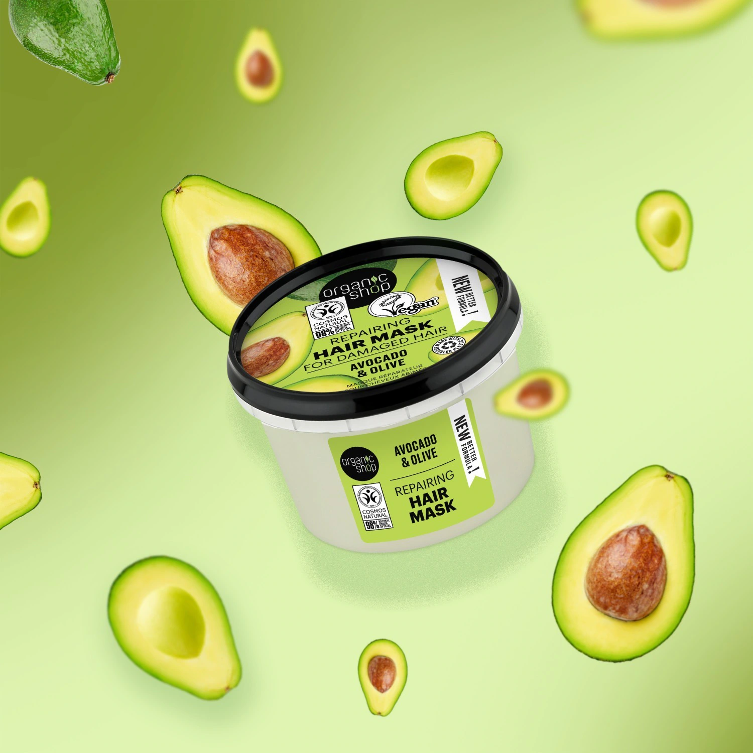 Organic Shop Avocado Olive Wegańska naturalna maska do włosów zniszczonych