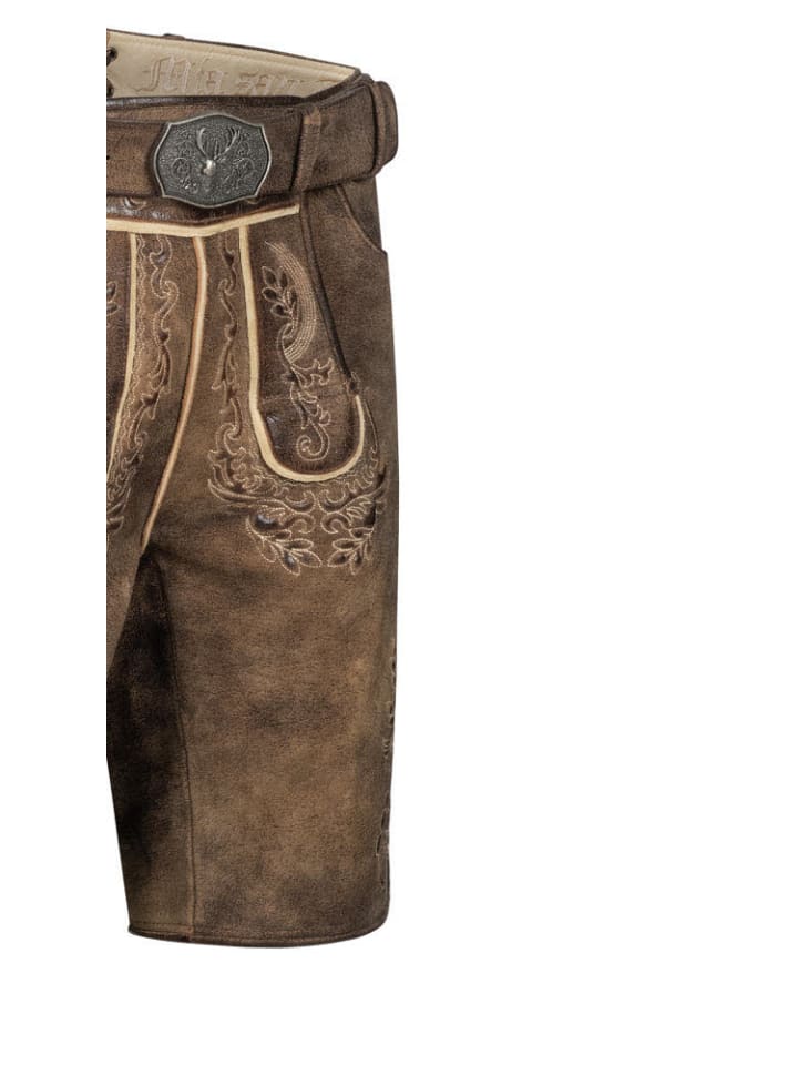 Nübler Lederhose kurz Heinz in Braun günstig kaufen