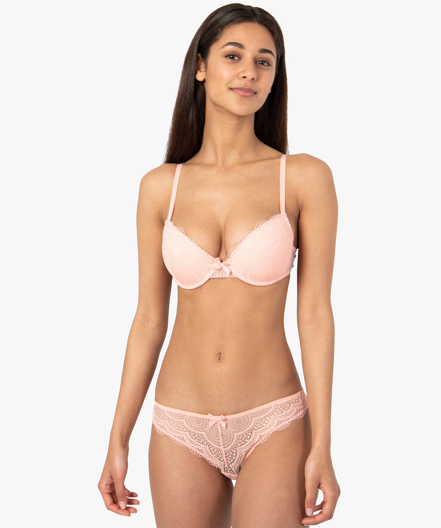 Culotte en dentelle et tulle femme (lot de 2) rose | GEMO