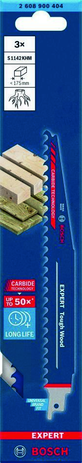 Lamă de ferăstrău sabie Bosch Blue Accessories 2608900404 Expert „Tough Wood” S 1142 KHM, 3 bucăți