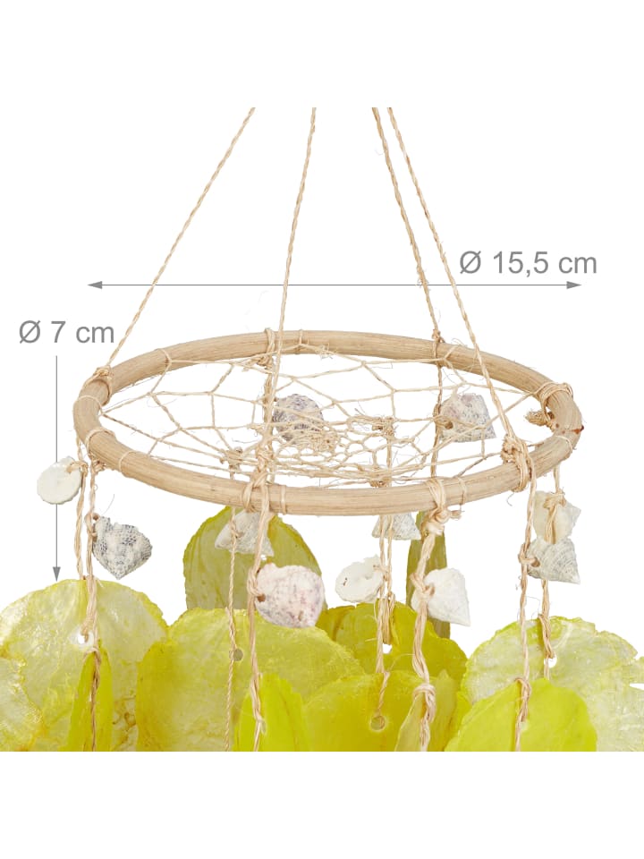 relaxdays Capiz Windspiel in Gelb - (H)48 cm günstig kaufen onesize