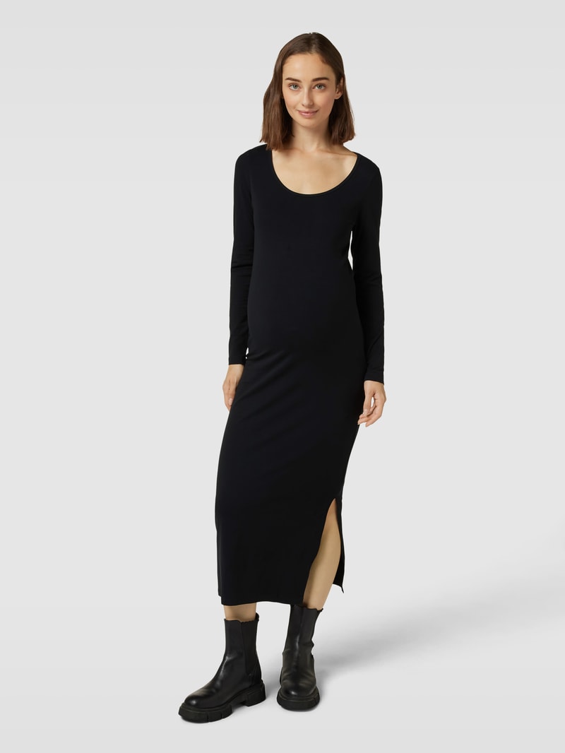Umstands-Midikleid mit U-Ausschnitt Modell 'MIA' in schwarz