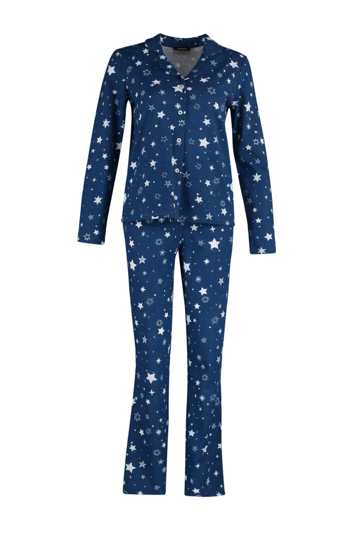 Trendyol Collection  Indigoblaues Pyjama-Set mit Sternmuster THMAW23PT00150