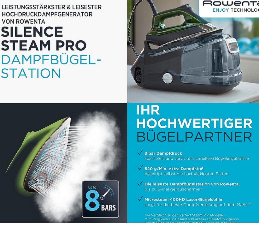 Rowenta Dampfbügelstation Silence Steam Pro,Bügeleisen,Bügelstationen mit Dampfstation,Dampf, 1300,00 ml Wassertank, 1,3L Tank abnehmbar,Dampfbügeleisen,Dampfbügelstation,Bügelstation