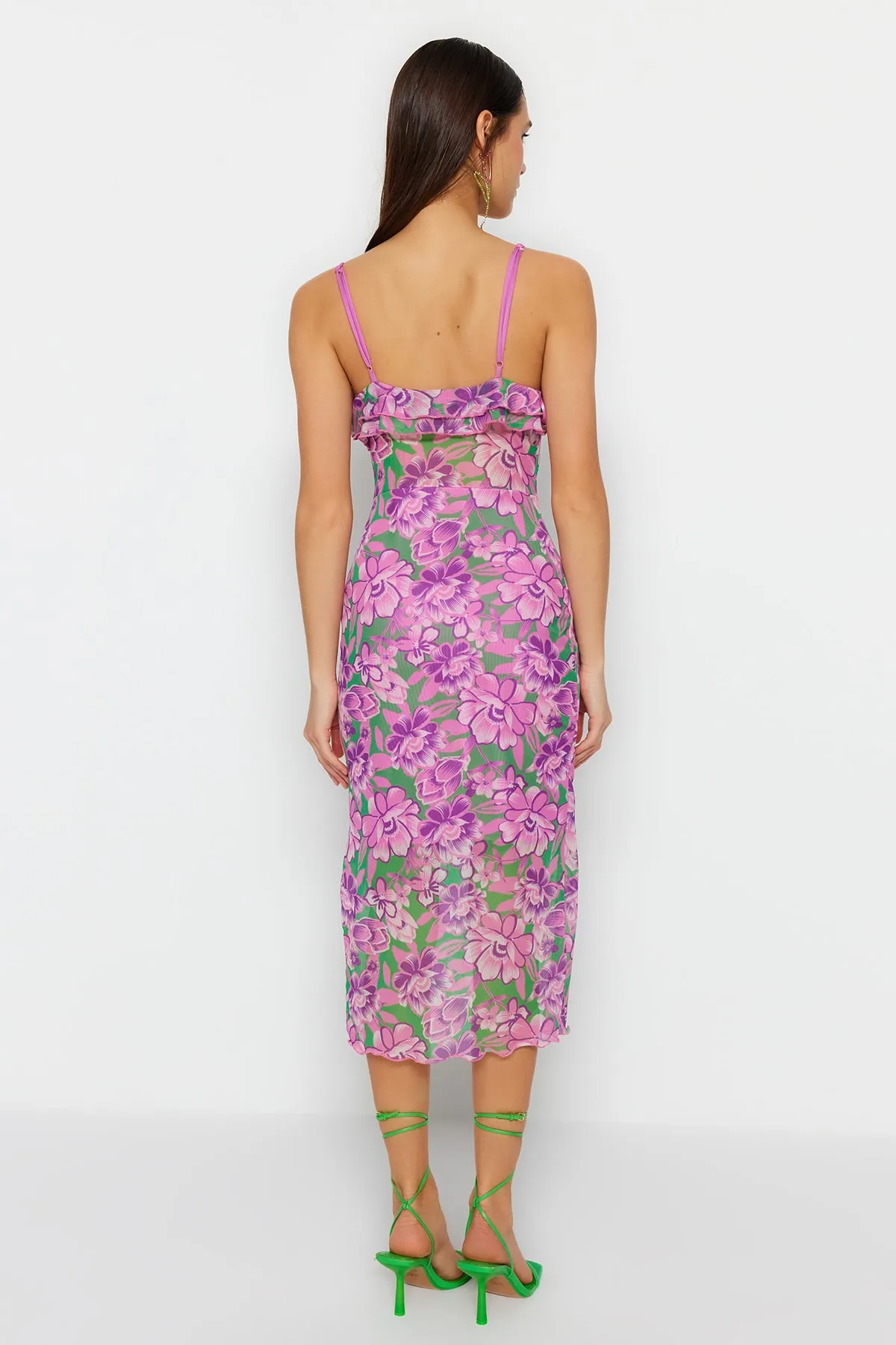 Trendyol Collection  Mehrfarbig-grünes Tüll-Abendkleid TPRSS23EL00500