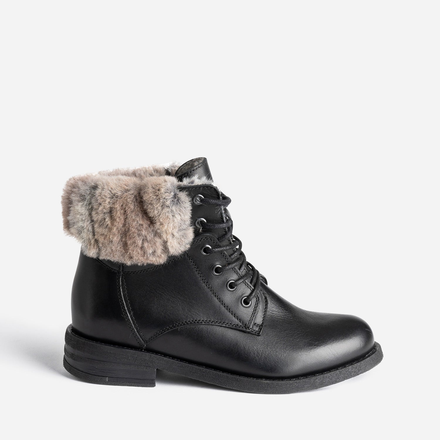 Bottine noire fourrée en cuir
