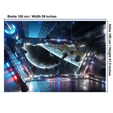 wandmotiv24 Fototapete Raumschiff Weltraum Planeten Science Fic, glatt, Wandtapete, Motivtapete, matt, Vliestapete
