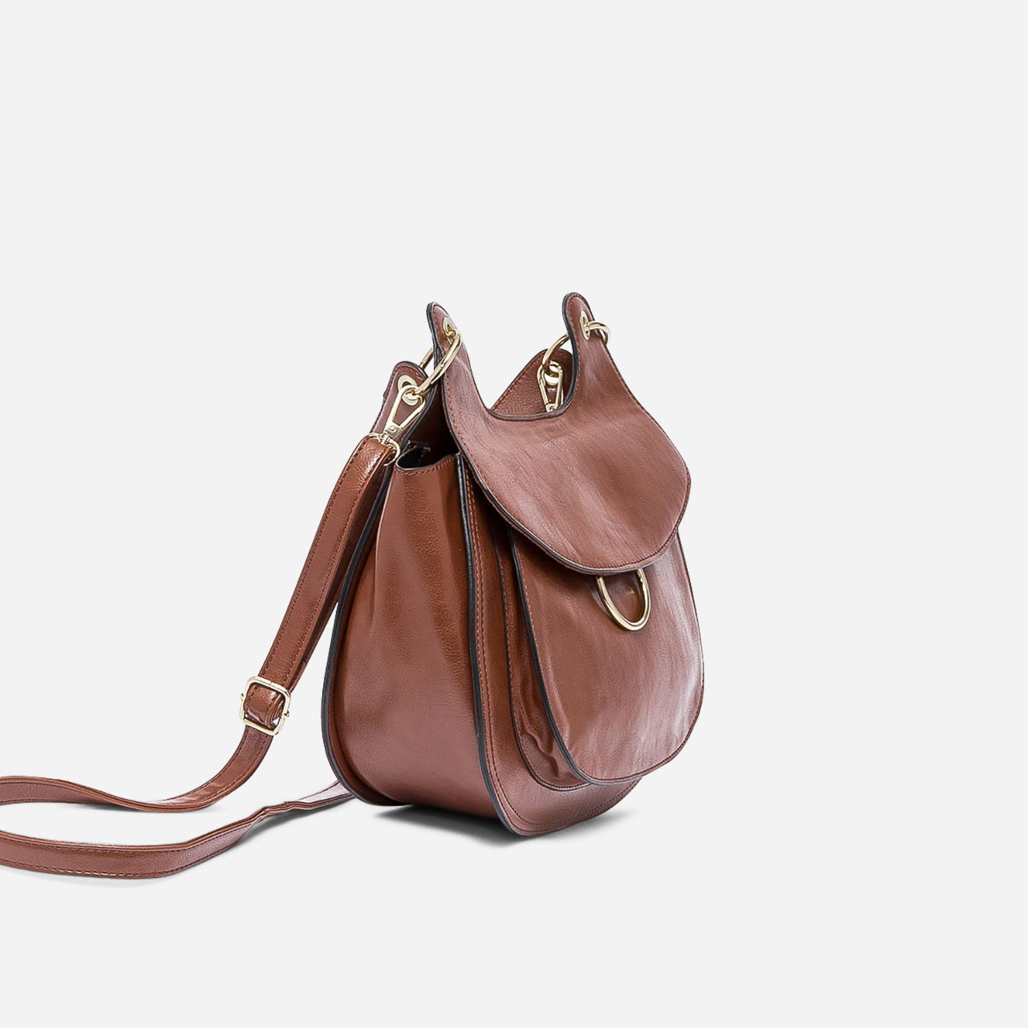 Sac besace cognac