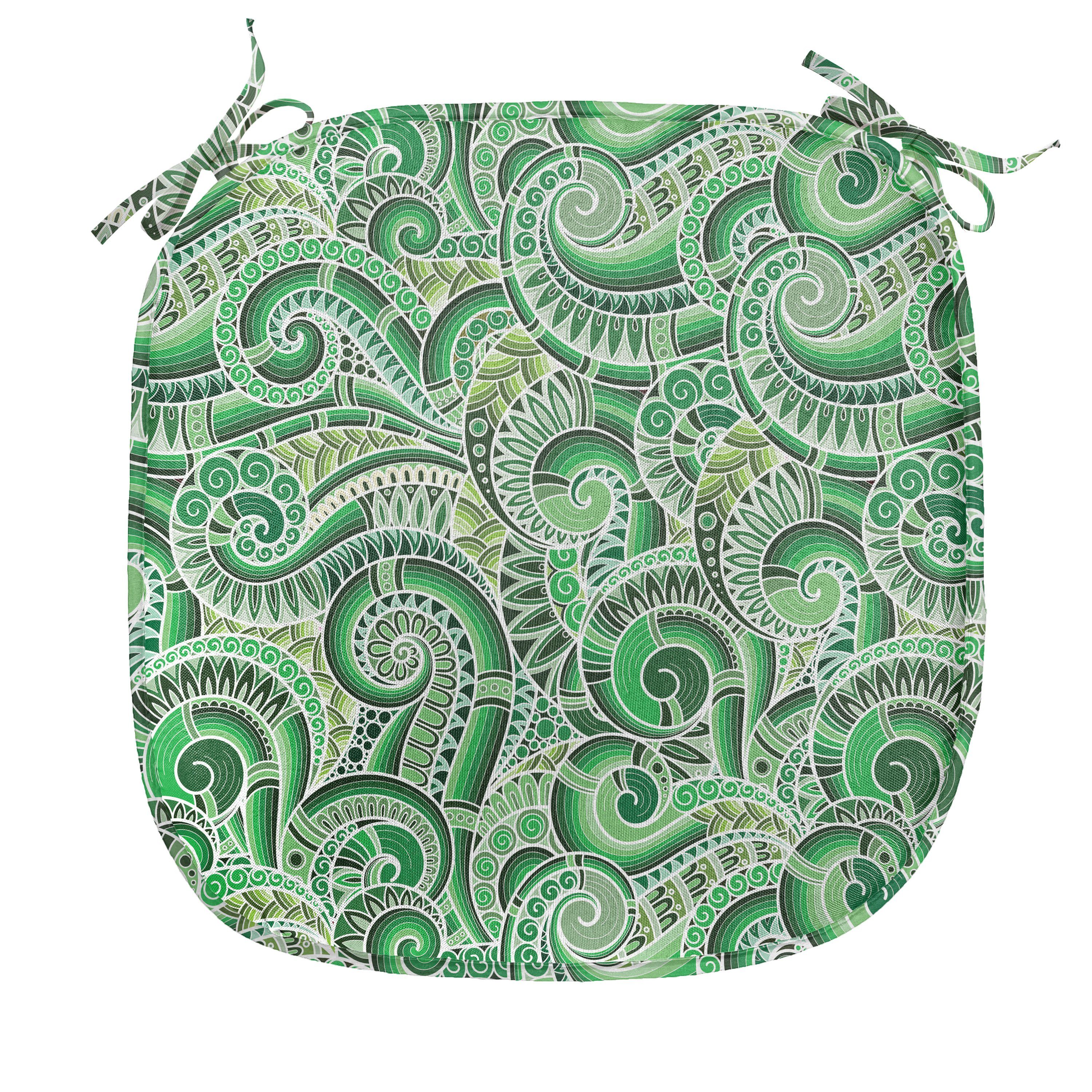 Abakuhaus Stuhlkissen Dekoratives wasserfestes Kissen mit Riemen für Küchensitze, Asiatisch Klassische Retro Mehendi