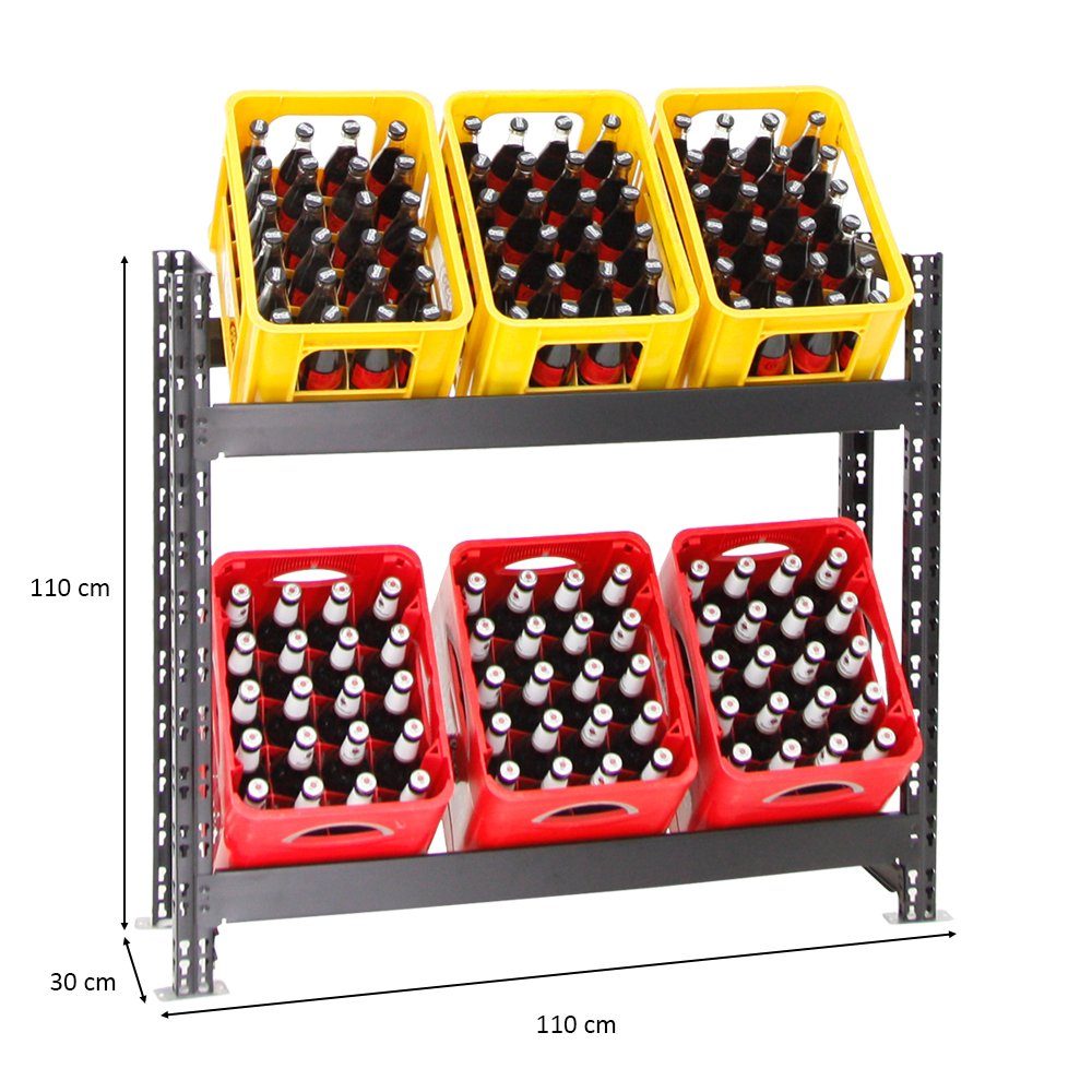 PROREGAL® Standregal Getränkekistenregal Tegernsee Extra-Breit HxBxT 100x110x30cm 6 Kisten