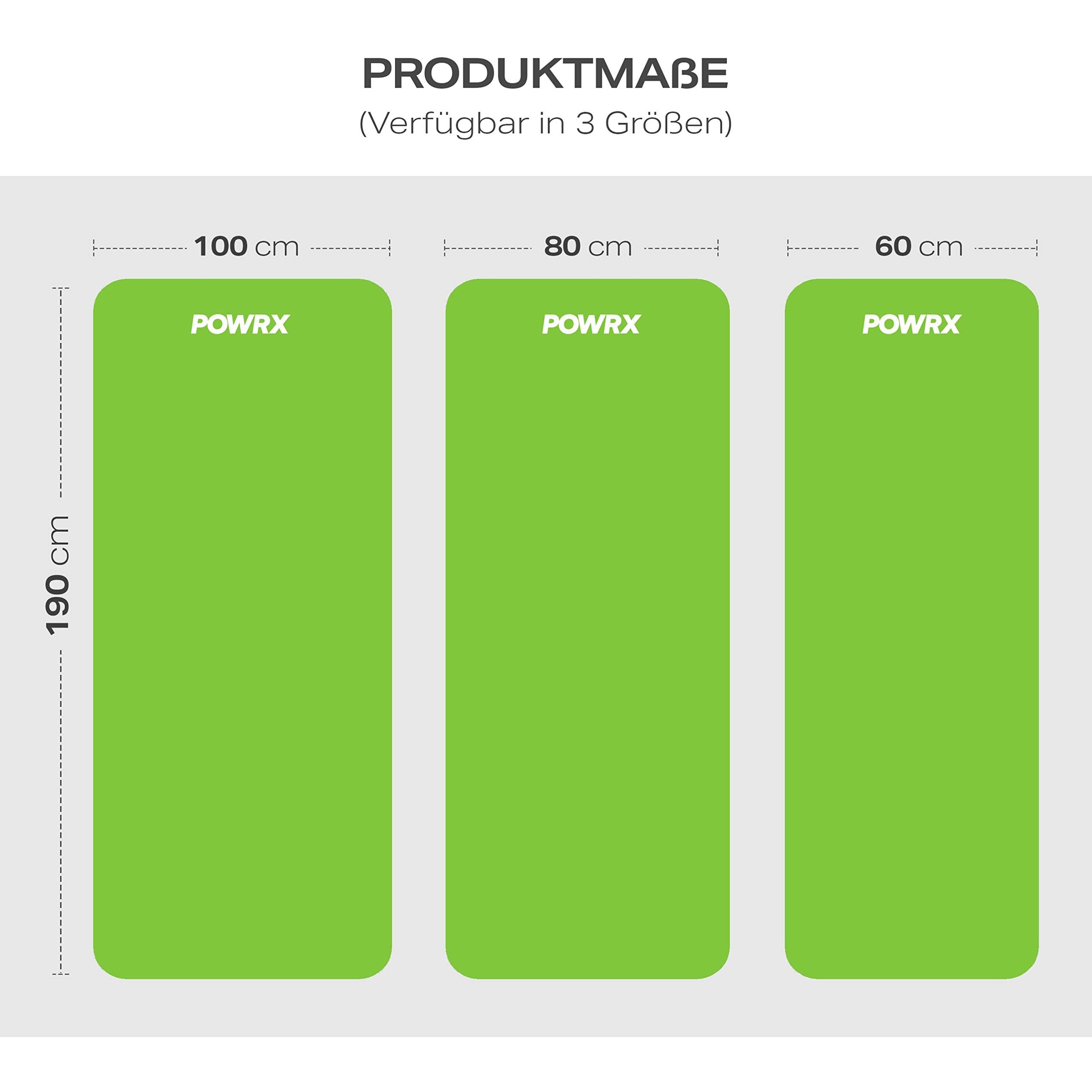POWRX Yogamatte Gymnastikmatte inkl. Trageband + Tasche + GRATIS E-Book, Grn 190 X 60 X 1.5 Cm