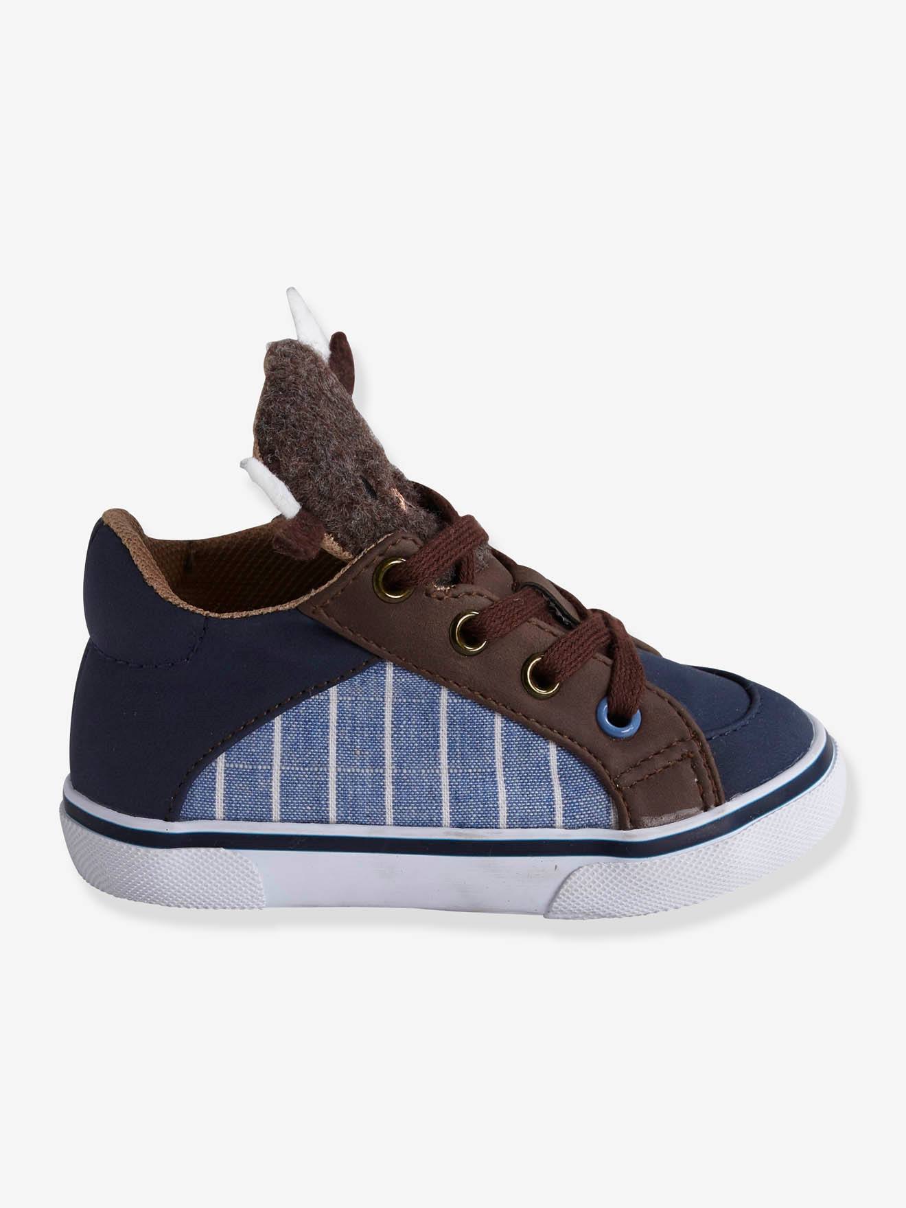 Baskets Mid bébé garçon languette buffle bleu denim
