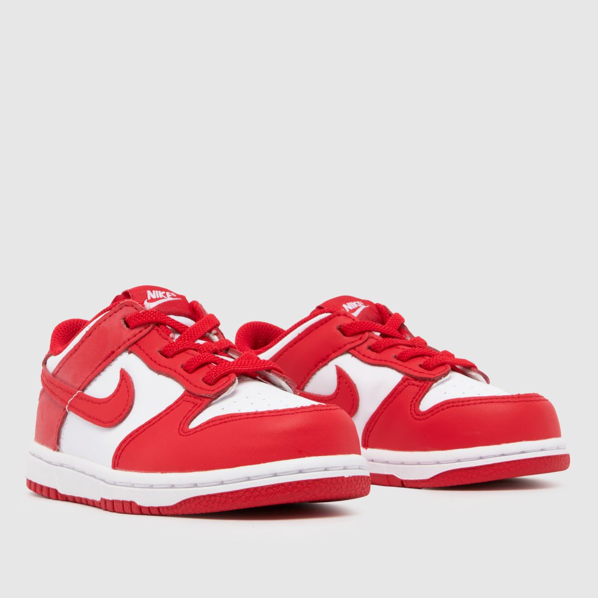 Nike vita & röda Dunk Low pojkar småbarnsskor