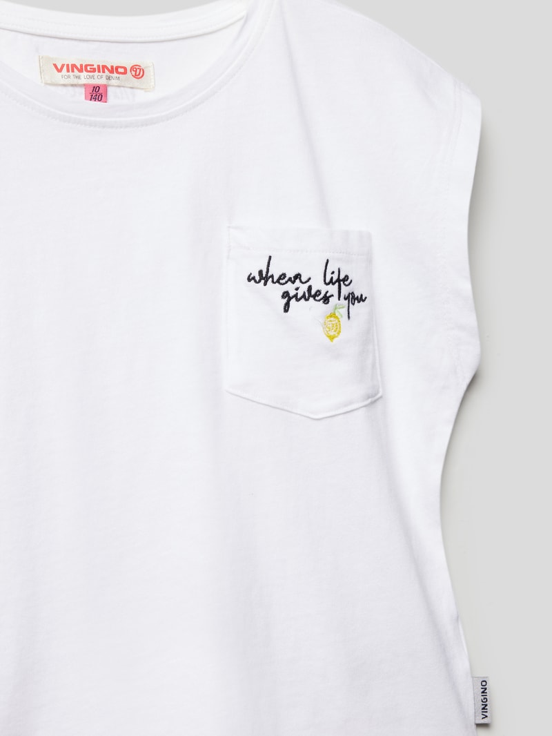 T-Shirt mit Brusttasche in weiß
